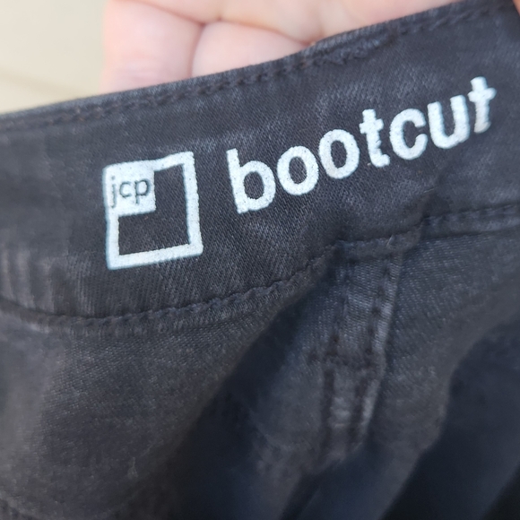 JCP Black Bootcut Jeans Solid Casual Cotton Blend - Picture 11 of 15